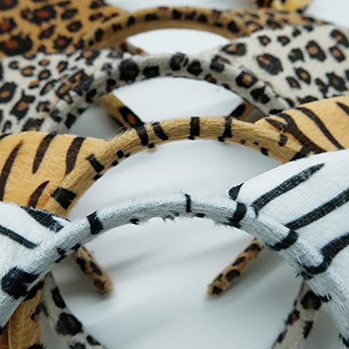 3 diademas para disfraz de orejas de gato, accesorio para el pelo, de peluche, leopardo, vaca, tigre, para niños, fiestas, Navidad, Halloween