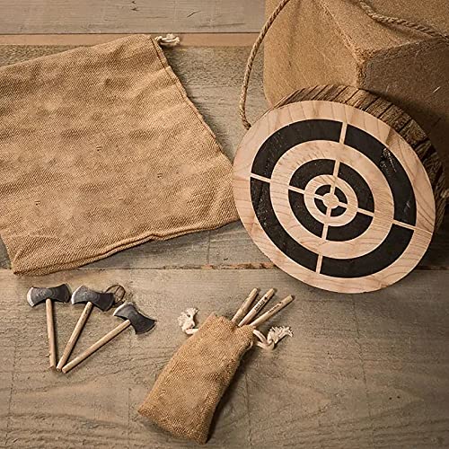 3 pcs Pequeño Juego de Hacha vikinga, Juego de Dardos Lanzamiento de Hacha con Placa de Objetivo de Madera, Juego de Lanzamiento Juegos de jardín de Madera para Adultos práctica de Tiro al Aire Libre