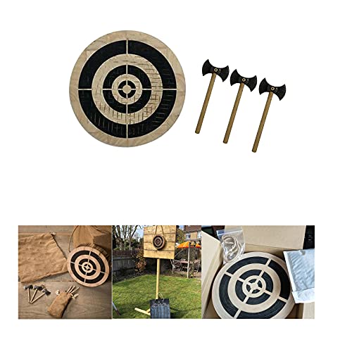 3 pcs Pequeño Juego de Hacha vikinga, Juego de Dardos Lanzamiento de Hacha con Placa de Objetivo de Madera, Juego de Lanzamiento Juegos de jardín de Madera para Adultos práctica de Tiro al Aire Libre