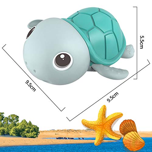 3 Piezas Bebé Baño Natación Tortuga Juguete HANEL-Juguetes clásicos de baño Tortuga mecánica para niños pequeños Niños Niñas,Juguetes de Agua para Nadar Tortuga de Piscina de Verano Baño Flotador