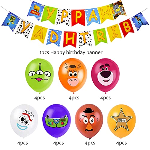 30PCS Birthday Party Foil Balloons,Globos de Papel de Toy Story Fiesta de cumpleaños Suministros Decoración (Multicolor)