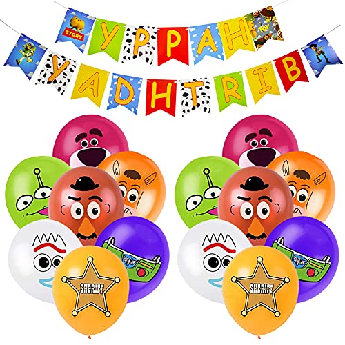 30PCS Birthday Party Foil Balloons,Globos de Papel de Toy Story Fiesta de cumpleaños Suministros Decoración (Multicolor)