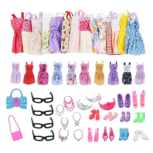 35 piezas de ropa y accesorios para muñecas, ropa casual de moda, vestidos, zapatos, bolsos, collar, gafas, corona, diademas, colgador de espejo para muñeca de 11.5 pulgadas