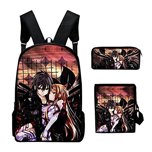 3D Impresión Sword-Art-Online Anime Oxford Mochila Niños Niñas Escuela Hombro Bolso Juegos de Estuches de Lápices