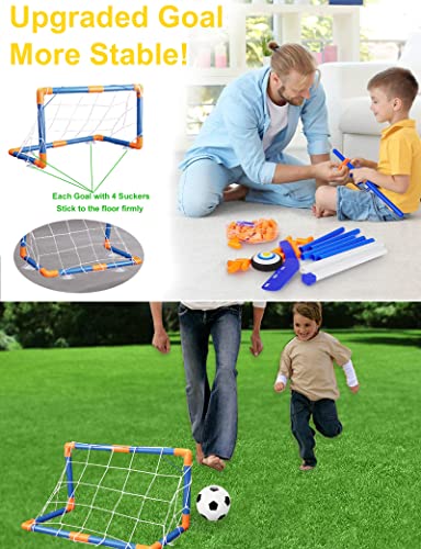 3in1 Flotante Fútbol Hockey Pelotas Juego de Juguetes para Niños Luz de LED Estrella Noche USB Recargable Aire Flotar Interior Juegos Deportivos al Libre 2 Goles EVA Bumper Regalo para 6-16 Niñas