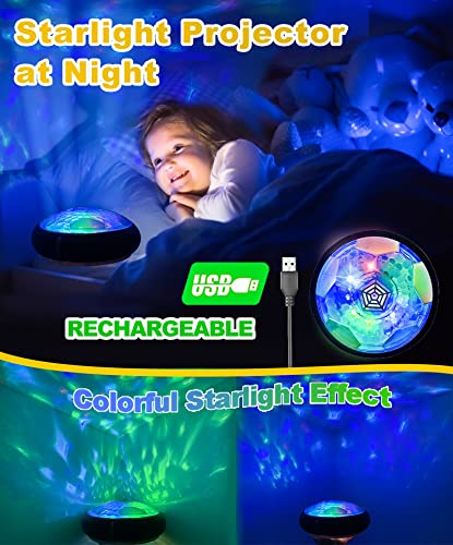 3in1 Flotante Fútbol Hockey Pelotas Juego de Juguetes para Niños Luz de LED Estrella Noche USB Recargable Aire Flotar Interior Juegos Deportivos al Libre 2 Goles EVA Bumper Regalo para 6-16 Niñas