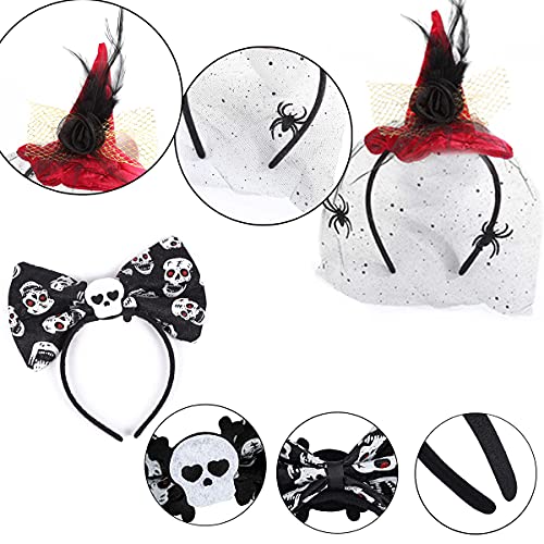 4 piezas diadema de sombrero de bruja, diadema de calabaza con cuernos de diablo de Halloween, utilizada para accesorios para el cabello de la fiesta de Halloween, accesorios para juegos de rol