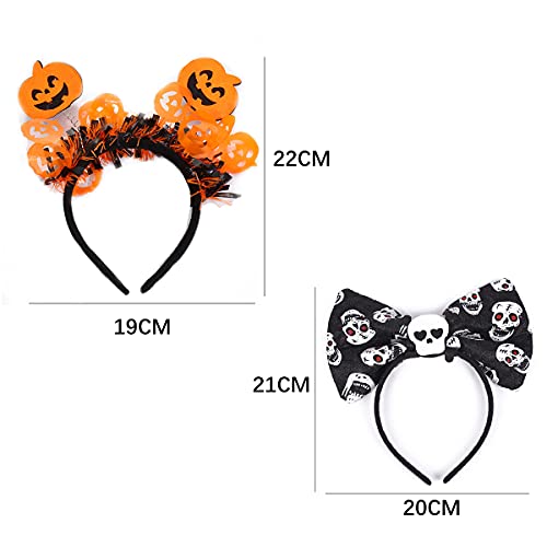 4 piezas diadema de sombrero de bruja, diadema de calabaza con cuernos de diablo de Halloween, utilizada para accesorios para el cabello de la fiesta de Halloween, accesorios para juegos de rol