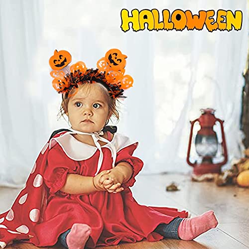 4 piezas diadema de sombrero de bruja, diadema de calabaza con cuernos de diablo de Halloween, utilizada para accesorios para el cabello de la fiesta de Halloween, accesorios para juegos de rol