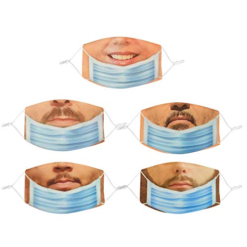 5 UnidadesLas_Mascarillas Adultos Divertidas mueca Risa Falsa Unisex sólido Respirable del Día los Inocentes Accesorios bromas Decoraciones Reutilizable l_avables