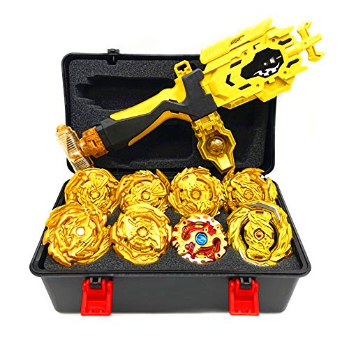 8 Pcs Peonzas Juguetes Conjunto, Gyro Spinner con 2 Burst Turbo Launcher Set, con Estuche Portátil, Cumpleaños, Navidad Regalo, Regalo De Año Nuevo para Los Niños