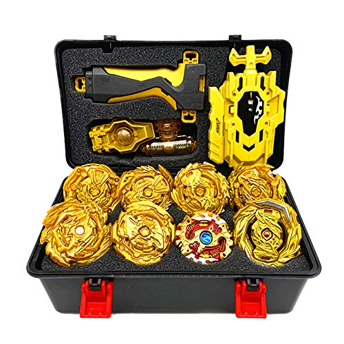 8 Pcs Peonzas Juguetes Conjunto, Gyro Spinner con 2 Burst Turbo Launcher Set, con Estuche Portátil, Cumpleaños, Navidad Regalo, Regalo De Año Nuevo para Los Niños