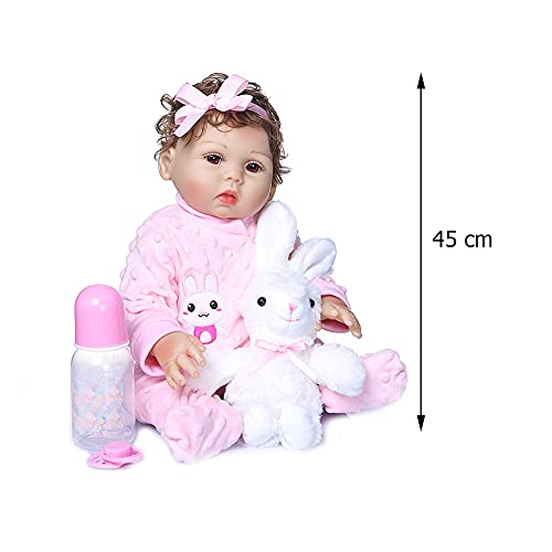 A/A The Dragon Good Cute Reborn Baby Dressed Simulation Muñeca recién nacida pelo rizado niño juguete de baño