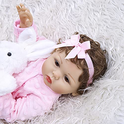 A/A The Dragon Good Cute Reborn Baby Dressed Simulation Muñeca recién nacida pelo rizado niño juguete de baño