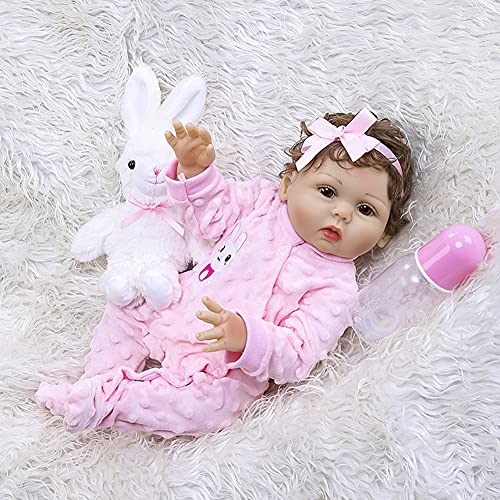 A/A The Dragon Good Cute Reborn Baby Dressed Simulation Muñeca recién nacida pelo rizado niño juguete de baño