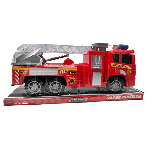 Acan Juguete camión de Bomberos, vehículo de Incendios, 6 Ruedas con Escalera, camión para niños Departamento de Bomberos, 16 x 37 x 12 cm