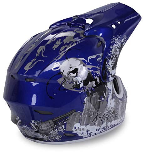 Actionbikes Casco para motocicleta Niños Cruzar Cascos X-treme Casco Casco de seguridad casco para moto Quad de niño y Moto Cross Modelo Diseño 2015 en azul - X-Small