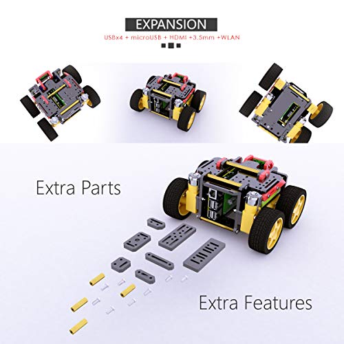 Adeept AWR 4WD WiFi Smart Robot Car Kit para Raspberry Pi 4/3 Modelo B + / B / 2B, DIY Robot Kit para niños y Adultos, OpenCV Target Tracking, Transmisión de Video, Raspberry Pi Robot con PDF Manual