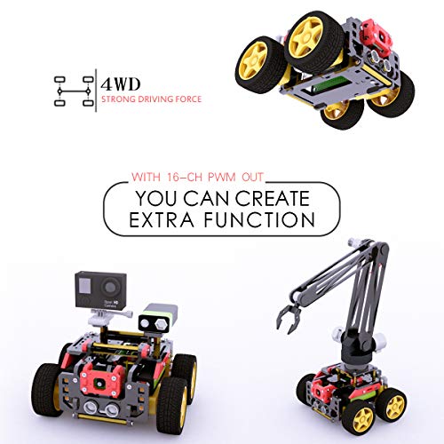 Adeept AWR 4WD WiFi Smart Robot Car Kit para Raspberry Pi 4/3 Modelo B + / B / 2B, DIY Robot Kit para niños y Adultos, OpenCV Target Tracking, Transmisión de Video, Raspberry Pi Robot con PDF Manual