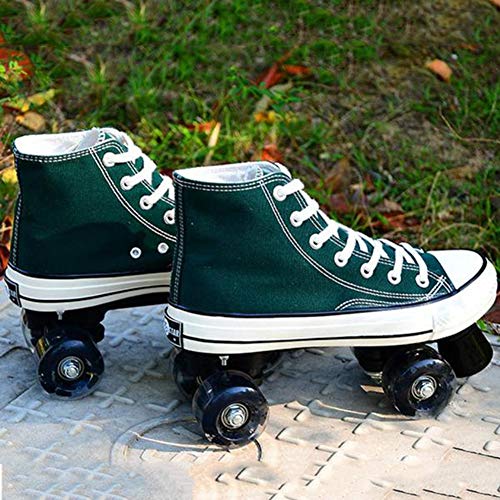 Adultos Quad Wheels Roller Patines, Lona Roller Skate Canvas Roller Roller Skates Ruedas Brillantes, Seguro Y Duradero, Para Adultos Adolescentes Con Alto Estilo De Calzado Superior,Negro,31