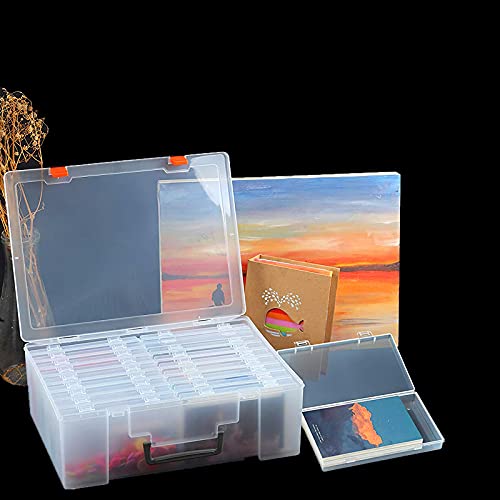 Ahageek Caja de almacenamiento para estuches de fotos, 18 organizador de fotos interior de 6.88 X4.4 Estuche de almacenamiento para manualidades transparente sin ácido para fotógrafos