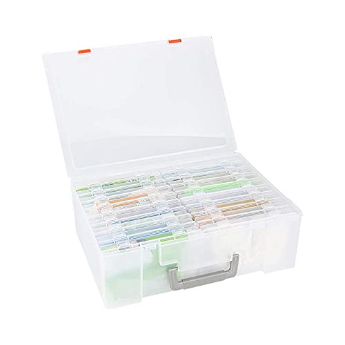 Ahageek Caja de almacenamiento para estuches de fotos, 18 organizador de fotos interior de 6.88 X4.4 Estuche de almacenamiento para manualidades transparente sin ácido para fotógrafos