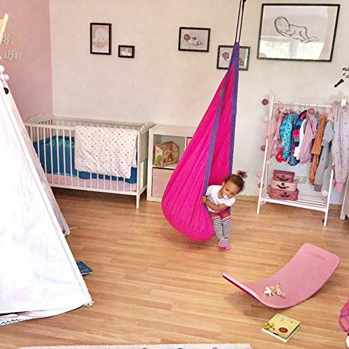 AIBAB Hamaca Mecedora para Niños Asiento Basculante Incluyendo Columpios Y Cojines. Columpio Infantil De Recreo para Interior Decoracion De Habitaciones Parque De Atracciones Purple