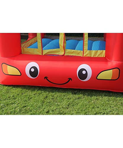 AirMyFun - Castillo Hinchable para Cama elástica Infantil con Ventilador y Bolsa de Almacenamiento, diseño de Jumpy Car de Jumpy Rojo/Amarillo A82005