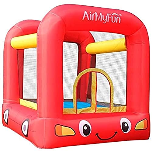 AirMyFun - Castillo Hinchable para Cama elástica Infantil con Ventilador y Bolsa de Almacenamiento, diseño de Jumpy Car de Jumpy Rojo/Amarillo A82005