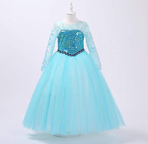 AIYIMEI Niñas Vestido de Princesa Elsa Disfraz Reino de Hielo Reina Traje de Fiesta Halloween Cosplay Navidad Costume - Regalo de Cumpleaños para Ninas 3-11Años