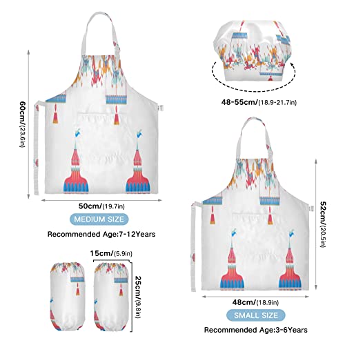 ALALAL Delantales para niños Parque de atracciones Parque de atracciones Tiovivo Disfraz de chef Ajustable Paquete de 3 delantales para niños Perfecto para cocinar, hornear, pintar y regalar