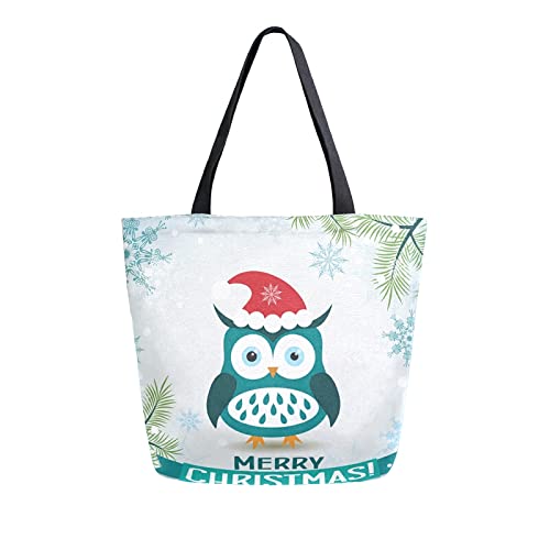 ALAZA Bolsas de compras reutilizables con diseño de búho, diseño de búho, diseño de copo de nieve, tamaño grande, bolsa de viaje plegable