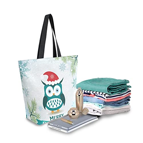 ALAZA Bolsas de compras reutilizables con diseño de búho, diseño de búho, diseño de copo de nieve, tamaño grande, bolsa de viaje plegable