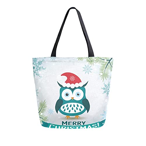 ALAZA Bolsas de compras reutilizables con diseño de búho, diseño de búho, diseño de copo de nieve, tamaño grande, bolsa de viaje plegable