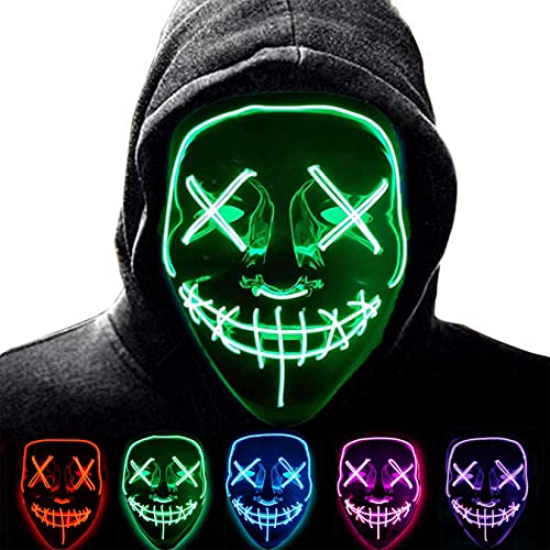 ALINILA Mascaras Carnaval de Terror LED MáScara Luminosa,Purga Grimace Mask 3 Modos de Parpadeo Controlables y Diferentes,para DecoracióN de Disfraces de Fiesta de Carnival