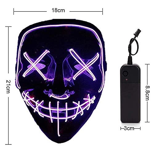 ALINILA Mascaras Carnaval de Terror LED MáScara Luminosa,Purga Grimace Mask 3 Modos de Parpadeo Controlables y Diferentes,para DecoracióN de Disfraces de Fiesta de Carnival