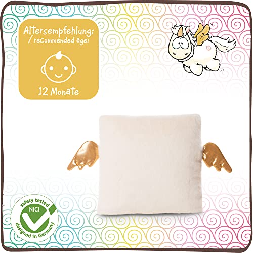 Almohada Unicornio Angelia Du BIST Mein Engelchen – Cojín Mullido de Peluche Unicornio para niñas, niños & Babys-Cuadrado de Peluche Theodor & Friends, 30 x 30 cm