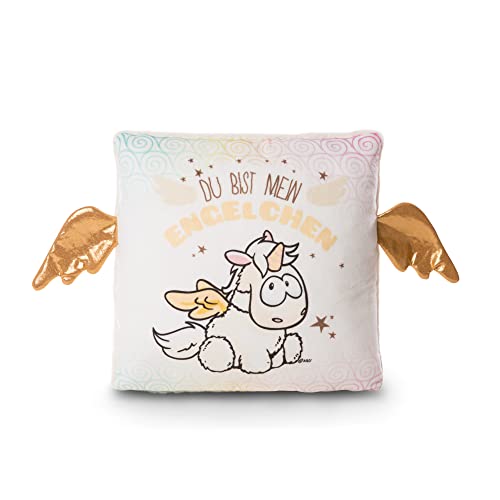 Almohada Unicornio Angelia Du BIST Mein Engelchen – Cojín Mullido de Peluche Unicornio para niñas, niños & Babys-Cuadrado de Peluche Theodor & Friends, 30 x 30 cm