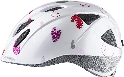 Alpina Ximo Casco de Bicicleta, Niñas, Blanco (White Hearts), 45-49