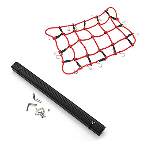 Amagogo Portaequipajes de Techo, toldo de Red para Tienda de campaña, RC para SCX10 D90, Accesorio, Modelo de Coche, 1: 8, 1:10, RC Crawler Truck Accs Parts - Negro Rojo