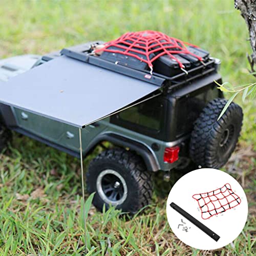 Amagogo Portaequipajes de Techo, toldo de Red para Tienda de campaña, RC para SCX10 D90, Accesorio, Modelo de Coche, 1: 8, 1:10, RC Crawler Truck Accs Parts - Negro Rojo