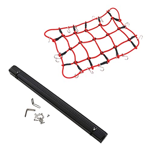 Amagogo Portaequipajes de Techo, toldo de Red para Tienda de campaña, RC para SCX10 D90, Accesorio, Modelo de Coche, 1: 8, 1:10, RC Crawler Truck Accs Parts - Negro Rojo