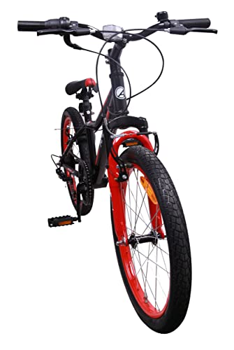 Amigo Attack - Bicicleta Infantil de 20 Pulgadas - para niños de 5 a 9 años - con V-Brakes, 6 velocidades, Timbre y estándar - Negro/Rojo