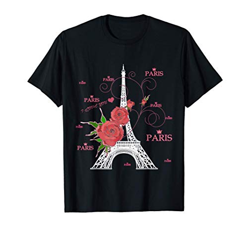 Amo Paris, Torre Eiffel con flores Camiseta