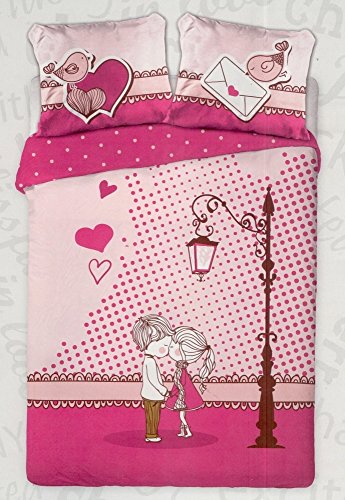 Amor Ropa de Cama de Funda nórdica de 160 x 200 + 2 Fundas 70 x 80 Déco cámara 100% algodón