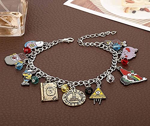 AMOZ Dibujos Animados Gravity Falls Bill Cipher Zodiac Pulseras de Metal Esmaltadas con Diario 3 Dipper Pines Crystal Beads Bangles