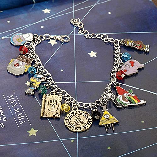 AMOZ Dibujos Animados Gravity Falls Bill Cipher Zodiac Pulseras de Metal Esmaltadas con Diario 3 Dipper Pines Crystal Beads Bangles