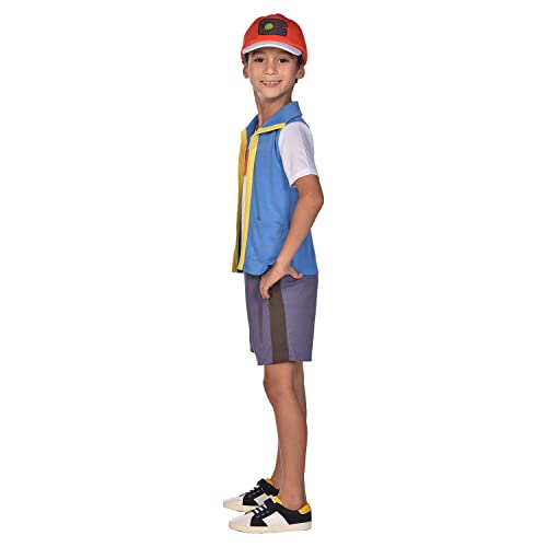 amscan 9908891 Pokemon Ash Children Costume-age Disfraz niños de 3 a 4, color azul, 3-4 años