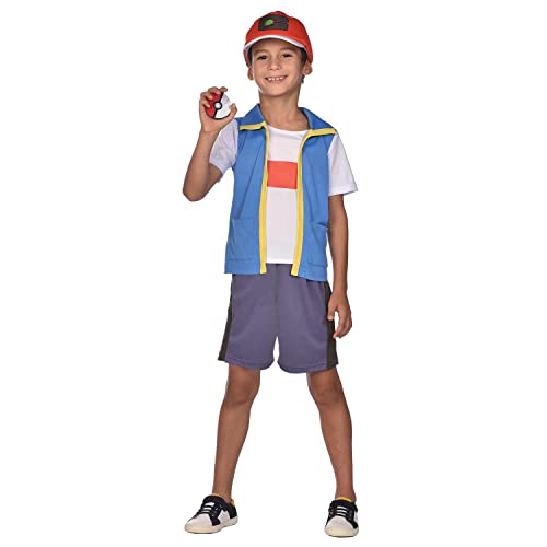 amscan 9908891 Pokemon Ash Children Costume-age Disfraz niños de 3 a 4, color azul, 3-4 años