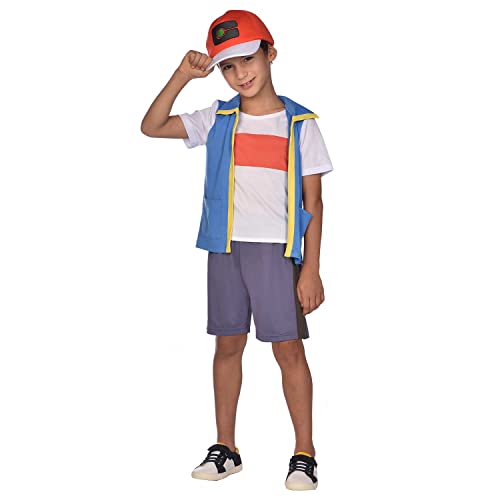 amscan 9908891 Pokemon Ash Children Costume-age Disfraz niños de 3 a 4, color azul, 3-4 años